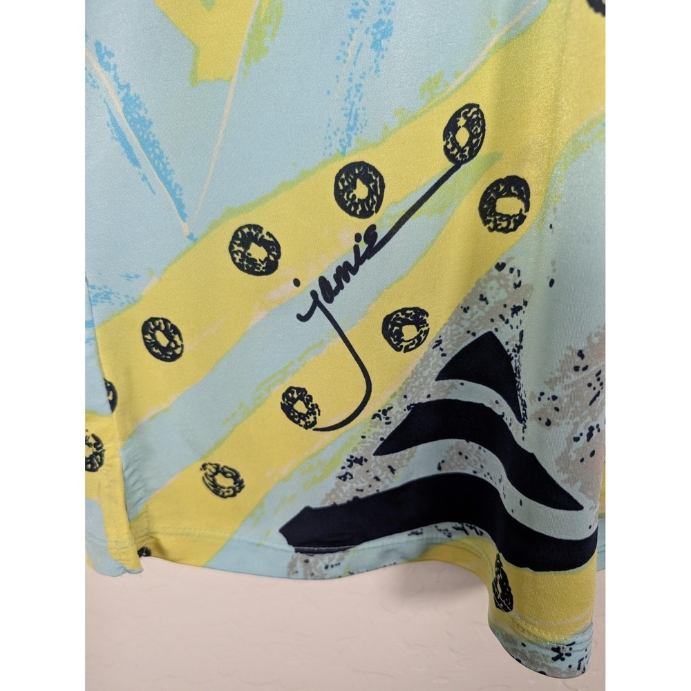 Jamie Sadock Polo Shirt Womens Medium Blue Yellow Abstract Golf Short Sleeve Top - Picture 5 of 11